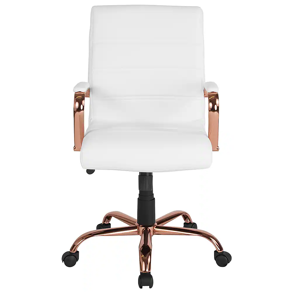 Alt View 23. Alamont Home - Whitney Mid-Back Modern Leather/Faux Leather Executive Swivel Office Chair - White LeatherSoft/Rose Gold Frame.