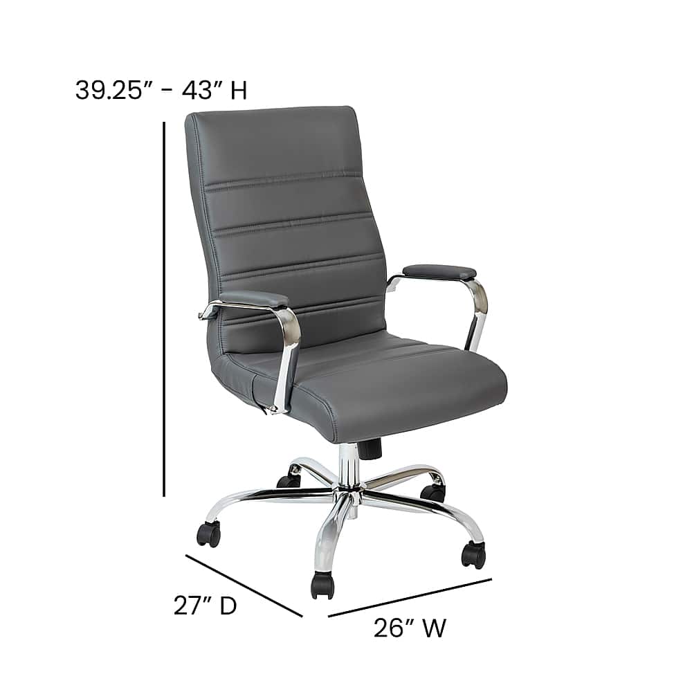Alt View 13. Alamont Home - Whitney High Back Modern Leather/Faux Leather Executive Swivel Office Chair - Gray LeatherSoft/Chrome Frame.