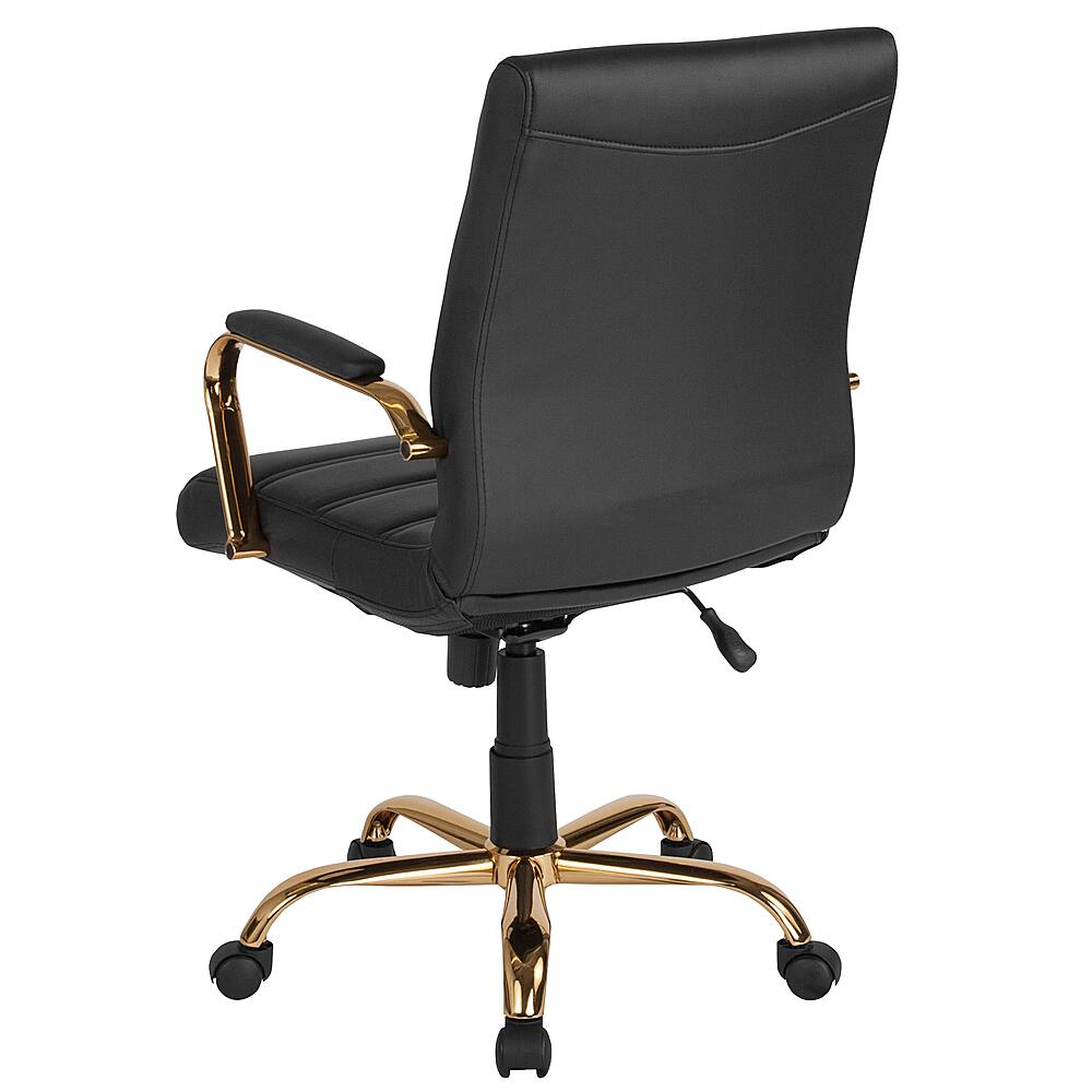 Alt View 20. Alamont Home - Whitney Mid-Back Modern Leather/Faux Leather Executive Swivel Office Chair - Black LeatherSoft/Gold Frame.