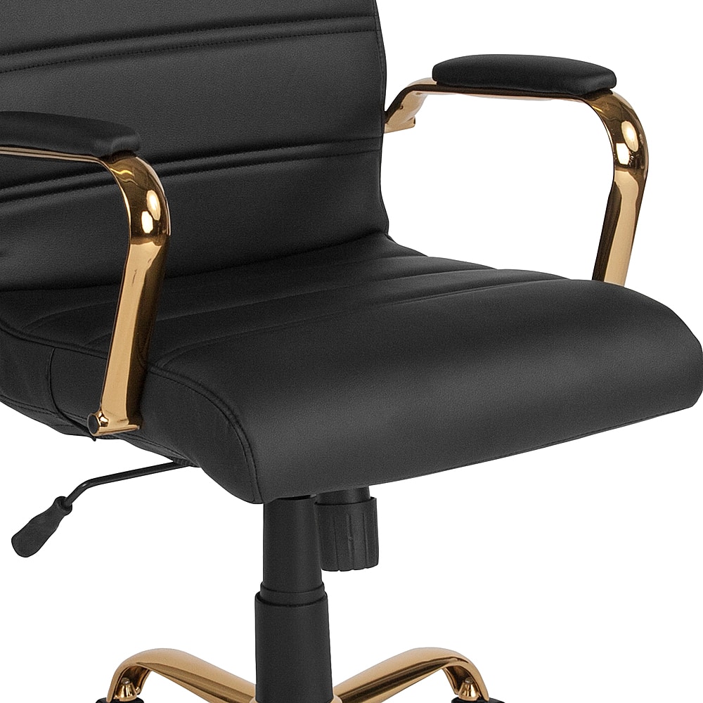 Alt View 21. Alamont Home - Whitney Mid-Back Modern Leather/Faux Leather Executive Swivel Office Chair - Black LeatherSoft/Gold Frame.
