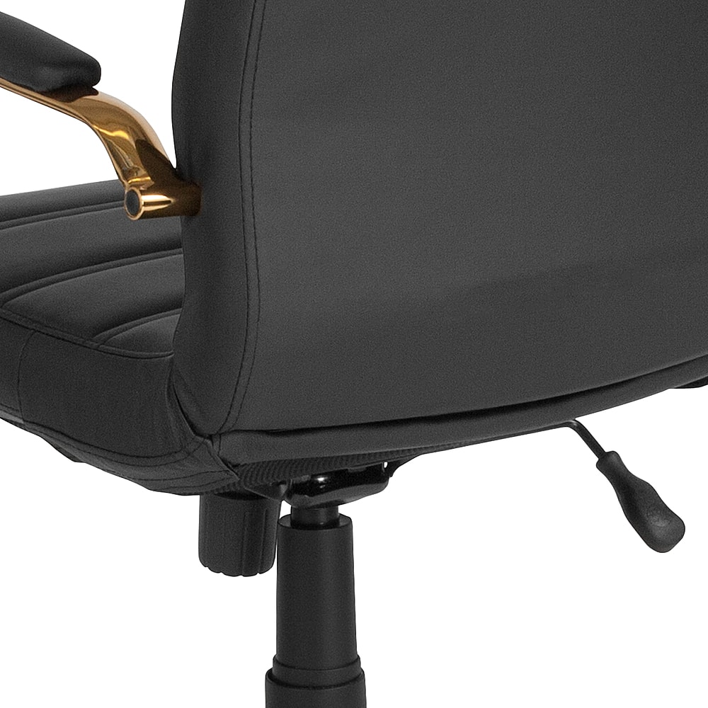 Alt View 24. Alamont Home - Whitney Mid-Back Modern Leather/Faux Leather Executive Swivel Office Chair - Black LeatherSoft/Gold Frame.