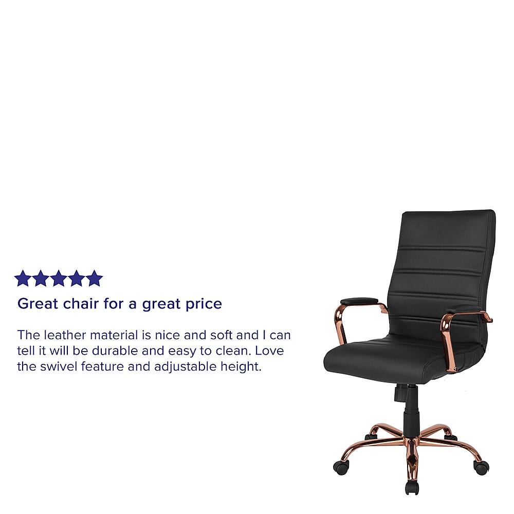 Alt View 39. Alamont Home - Whitney High Back Modern Leather/Faux Leather Executive Swivel Office Chair - Black LeatherSoft/Rose Gold Frame.