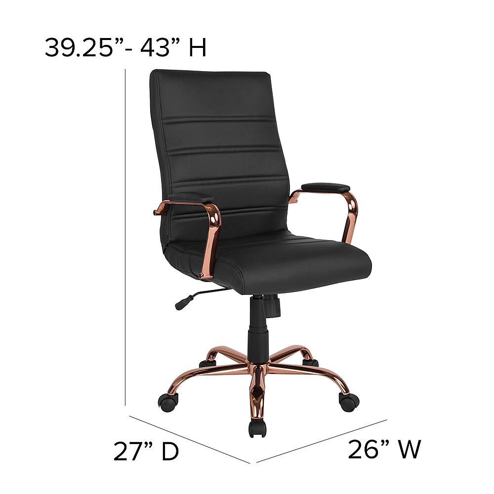 Alt View 13. Alamont Home - Whitney High Back Modern Leather/Faux Leather Executive Swivel Office Chair - Black LeatherSoft/Rose Gold Frame.