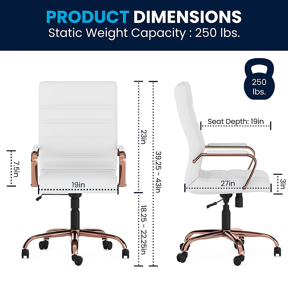Product Dimensions: Static Weight Capacity: 250 lbs.

Seat Depth: 19 in.