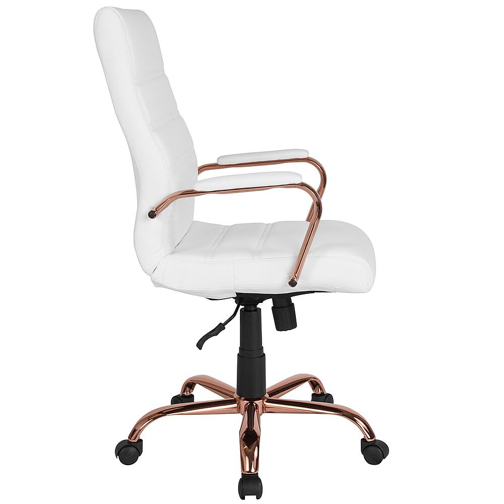 Alt View 22. Alamont Home - Whitney High Back Modern Leather/Faux Leather Executive Swivel Office Chair - White LeatherSoft/Rose Gold Frame.