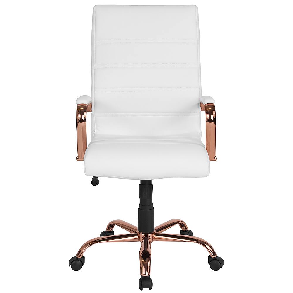 Alt View 23. Alamont Home - Whitney High Back Modern Leather/Faux Leather Executive Swivel Office Chair - White LeatherSoft/Rose Gold Frame.
