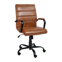 Alamont Home - Whitney Modern Leather/Faux Leather Executive Swivel Office Chair - Brown LeatherSoft/Black Frame - Front_Zoom
