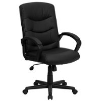 Flash Furniture - Chelsea Contemporary Leather/Faux Leather Swivel Office Chair - Black - Front_Zoom
