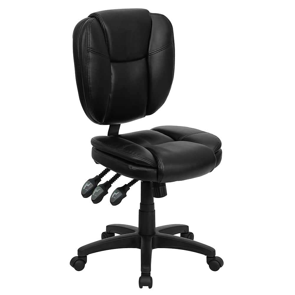 Front. Alamont Home - Caroline Contemporary Leather/Faux Leather Swivel Office Chair - Black LeatherSoft.