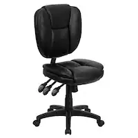 Alamont Home - Caroline Contemporary Leather/Faux Leather Swivel Office Chair - Black LeatherSoft - Front_Zoom