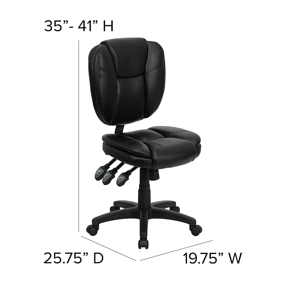 Alt View 13. Alamont Home - Caroline Contemporary Leather/Faux Leather Swivel Office Chair - Black LeatherSoft.
