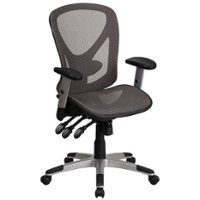 Flash Furniture - Mid-Back Transparent Mesh Multifunction Executive Swivel Ergonomic Office Chair with Adjustable Arms - Gray - Front_Zoom