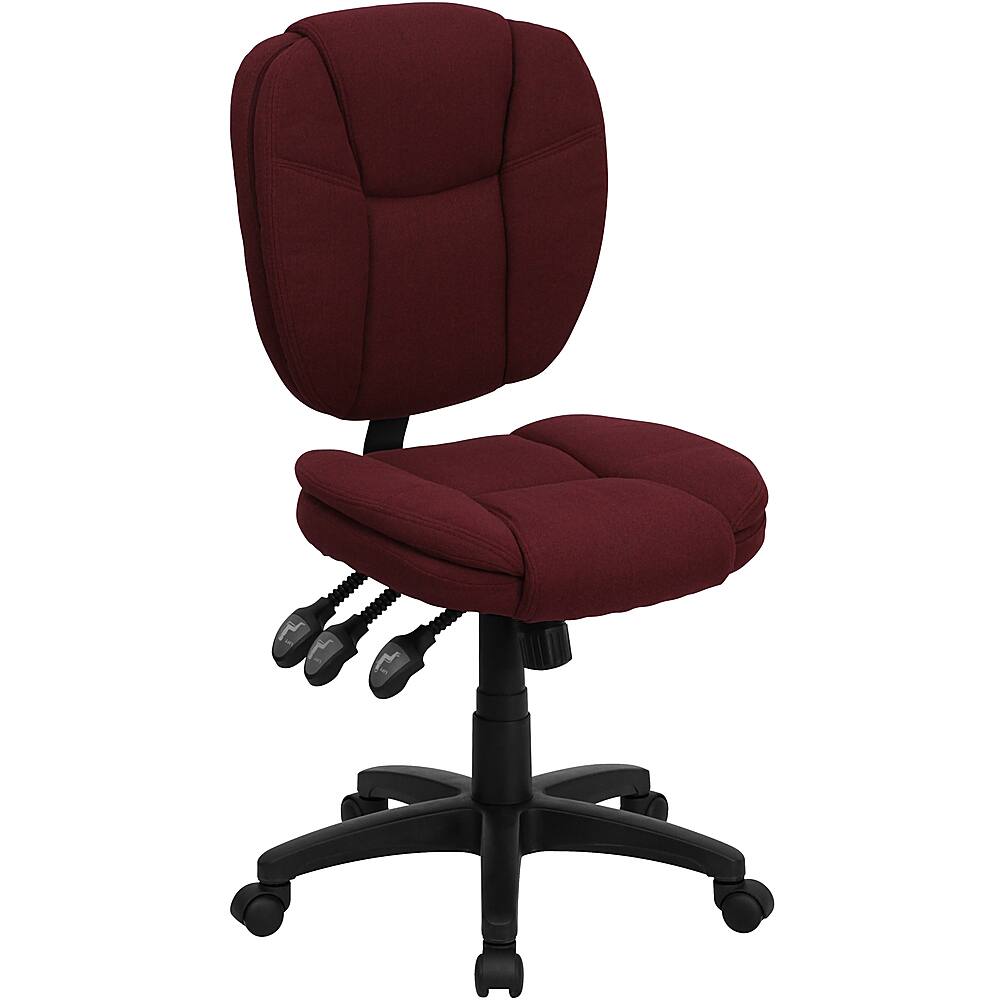 Front. Alamont Home - Caroline Contemporary Fabric Swivel Office Chair - Burgundy Fabric.
