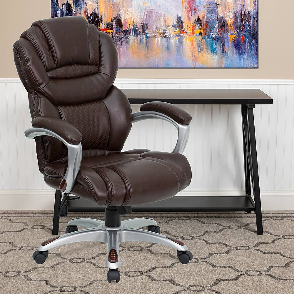 Alt View 12. Alamont Home - Stella Contemporary Leather/Faux Leather Executive Swivel Office Chair - Brown.