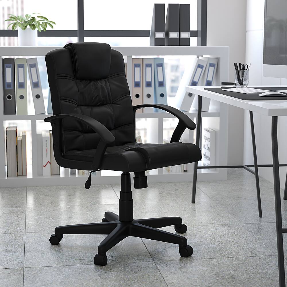 Alt View 12. Alamont Home - Lindon Contemporary Leather/Faux Leather Swivel Office Chair - Black.