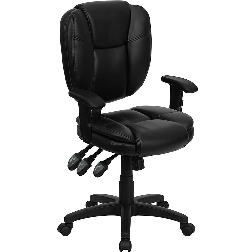Front. Alamont Home - Caroline Contemporary Leather/Faux Leather Swivel Office Chair - Black LeatherSoft.