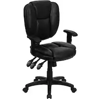 Alamont Home - Caroline Contemporary Leather/Faux Leather Swivel Office Chair - Black LeatherSoft - Front_Zoom