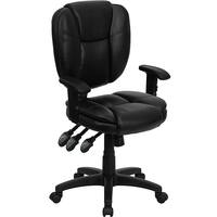 Flash Furniture - Caroline Contemporary Leather/Faux Leather Swivel Office Chair - Black LeatherSoft - Front_Zoom