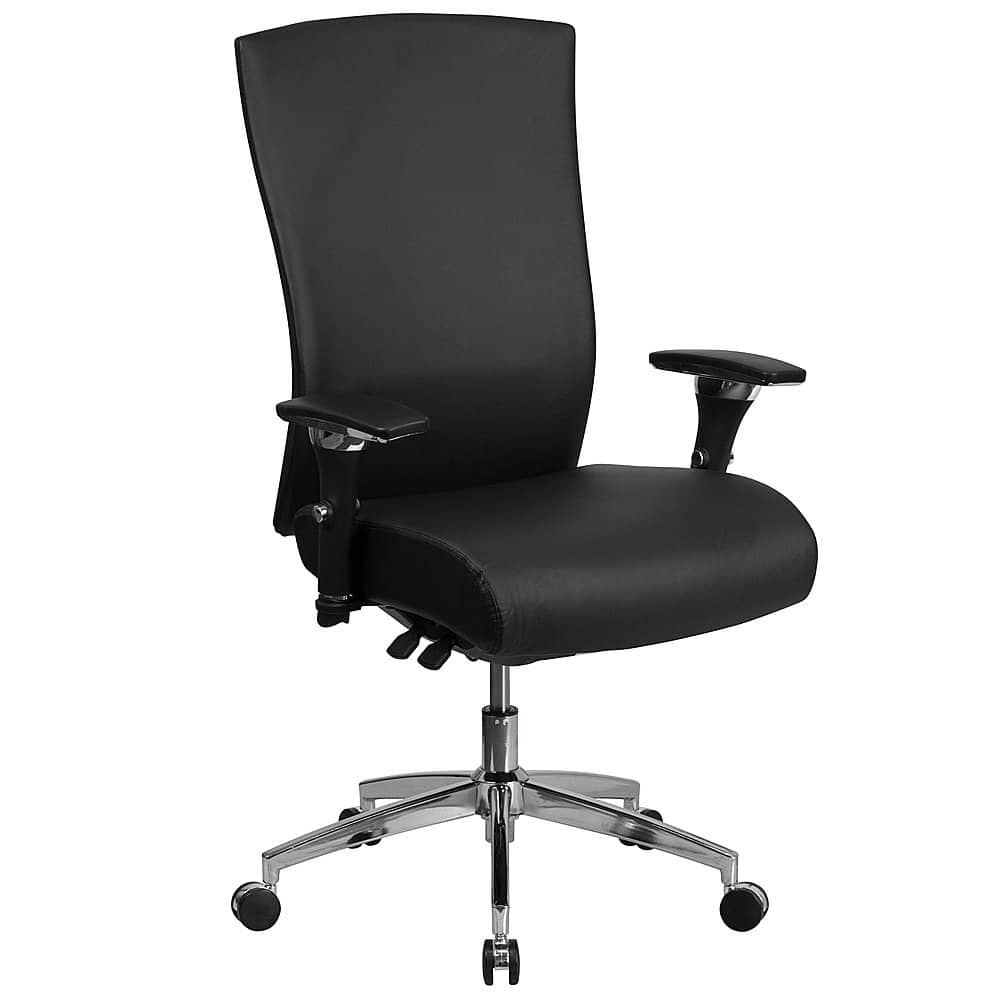 Alamont Home - Hercules Contemporary Leather/Faux Leather 24/7 Big & Tall Swivel Office Chair - Black LeatherSoft - Front_Zoom