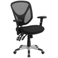 Alamont Home - Sam Contemporary Mesh Swivel Office Chair with Adjustable Arms - Black - Front_Zoom