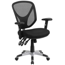 Flash Furniture - Sam Contemporary Mesh Swivel Office Chair with Adjustable Arms - Black - Front_Zoom