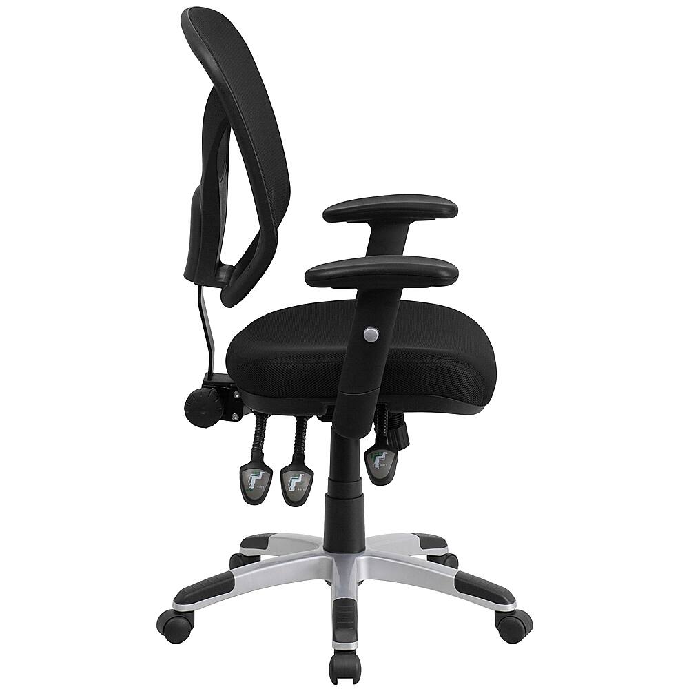 Costway Mesh Back Adjustable Swivel Office Chair w/ Flip Up Arms Leather Seat Black