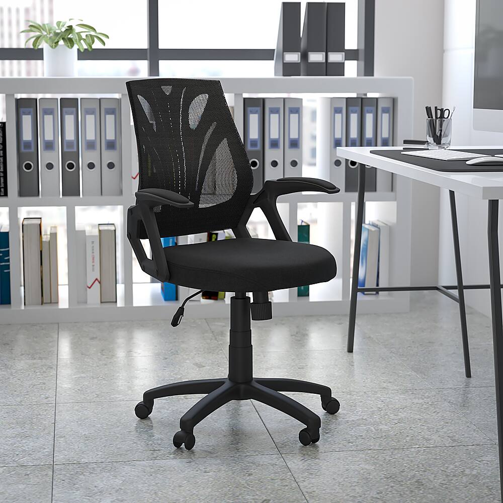 Alt View 12. Alamont Home - Sam Contemporary Mesh Swivel Office Chair with Open Arms - Black Mesh.