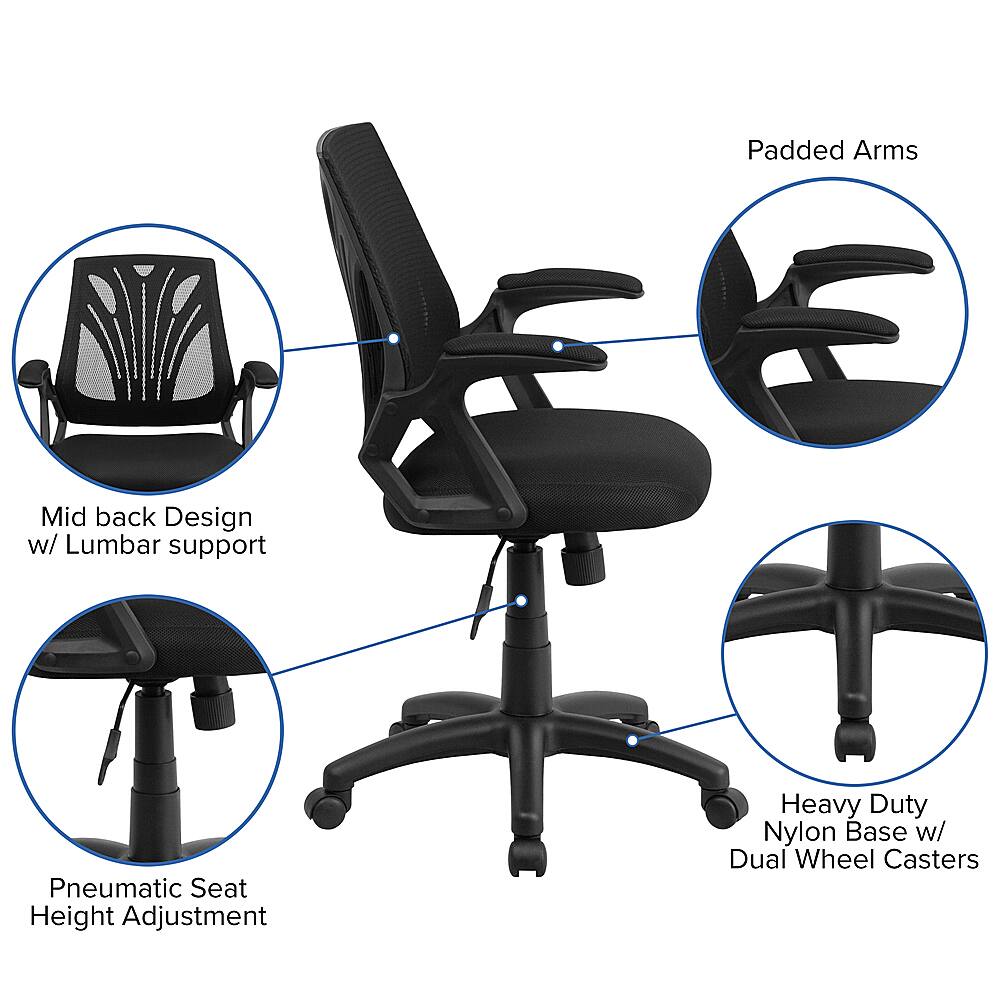 Alt View 40. Alamont Home - Sam Contemporary Mesh Swivel Office Chair with Open Arms - Black Mesh.