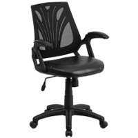 Flash Furniture - Sam Contemporary Leather/Faux Leather Swivel Office Chair - Black LeatherSoft/Mesh - Front_Zoom