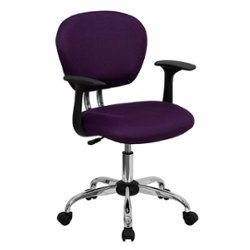 Flash Furniture - Beverly Contemporary Mesh Swivel Office Chair with Arms - Purple - Front_Zoom