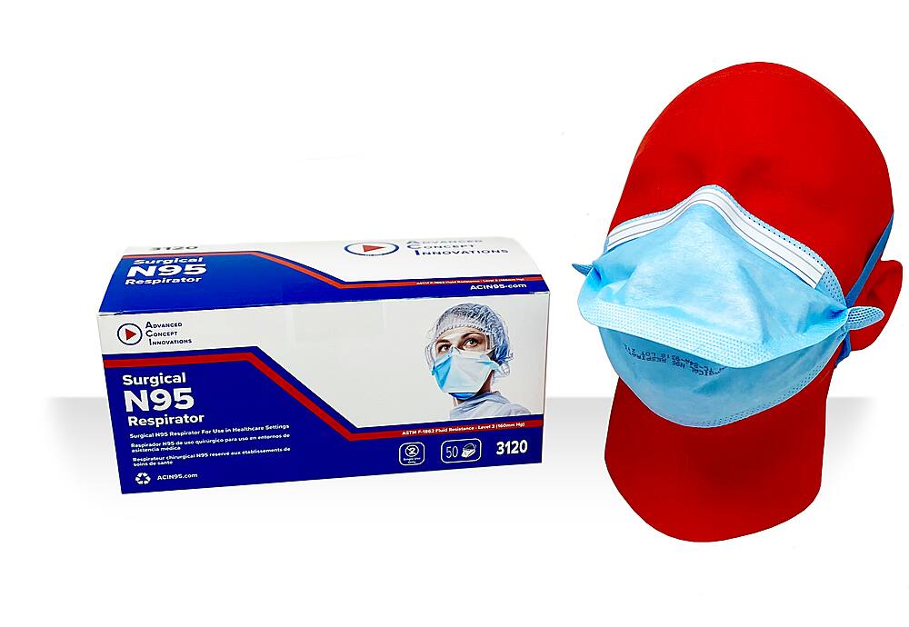 Front. ACI - N95 Surgical Respirator masks 50 pack - blue.