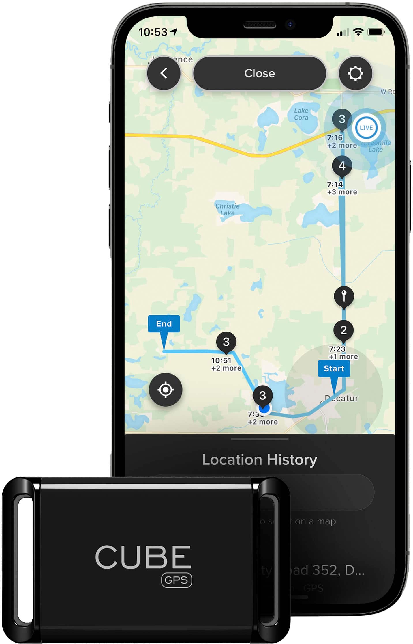 Alt View 12. Cube - Vehicle and Pet GPS Tracker - Black.