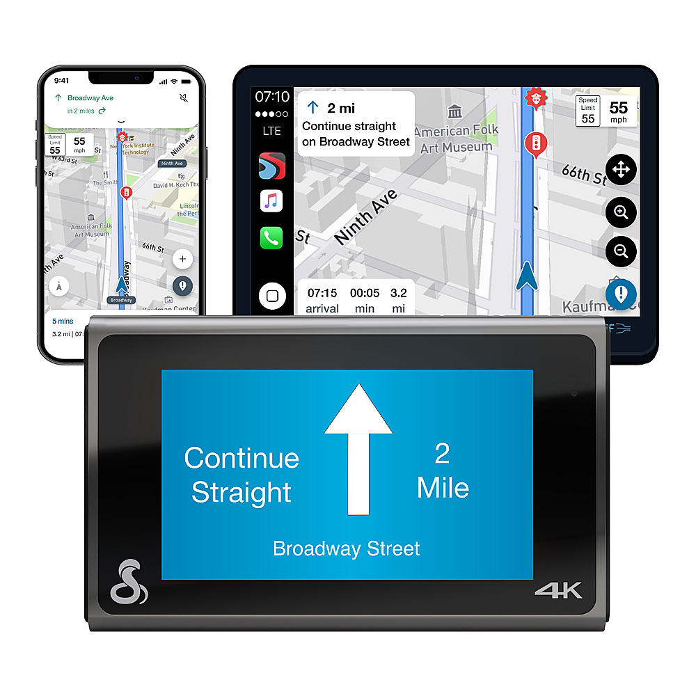 Angle View: Cobra SC 400 4K Dash Cam: 3" Touchscreen, Live Alerts, Apple CarPlay® & Android Auto® Compatible Dash Camera (New)