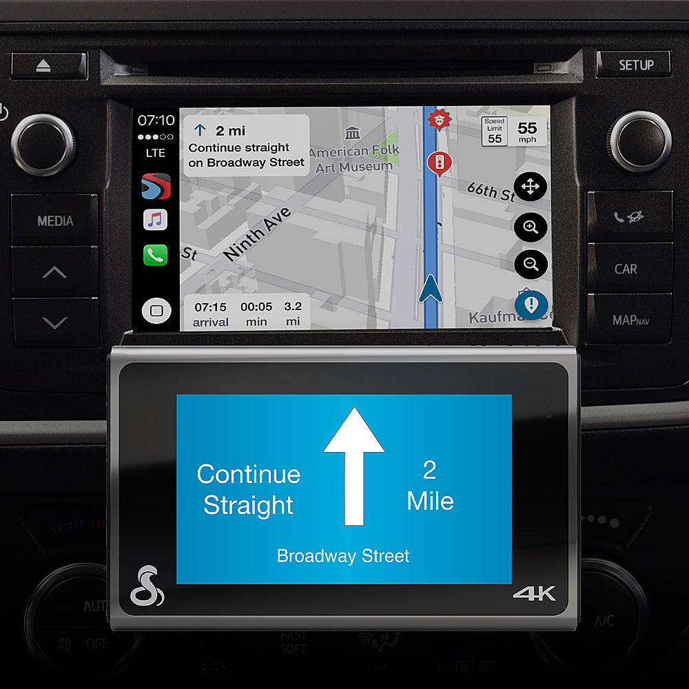 Left View: Cobra SC 400 4K Dash Cam: 3" Touchscreen, Live Alerts, Apple CarPlay® & Android Auto® Compatible Dash Camera (New)