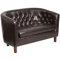 Alamont Home - Hercules Colindale Traditional 2-seat Leather/Faux Leather Reception Loveseat - Brown - Front_Zoom