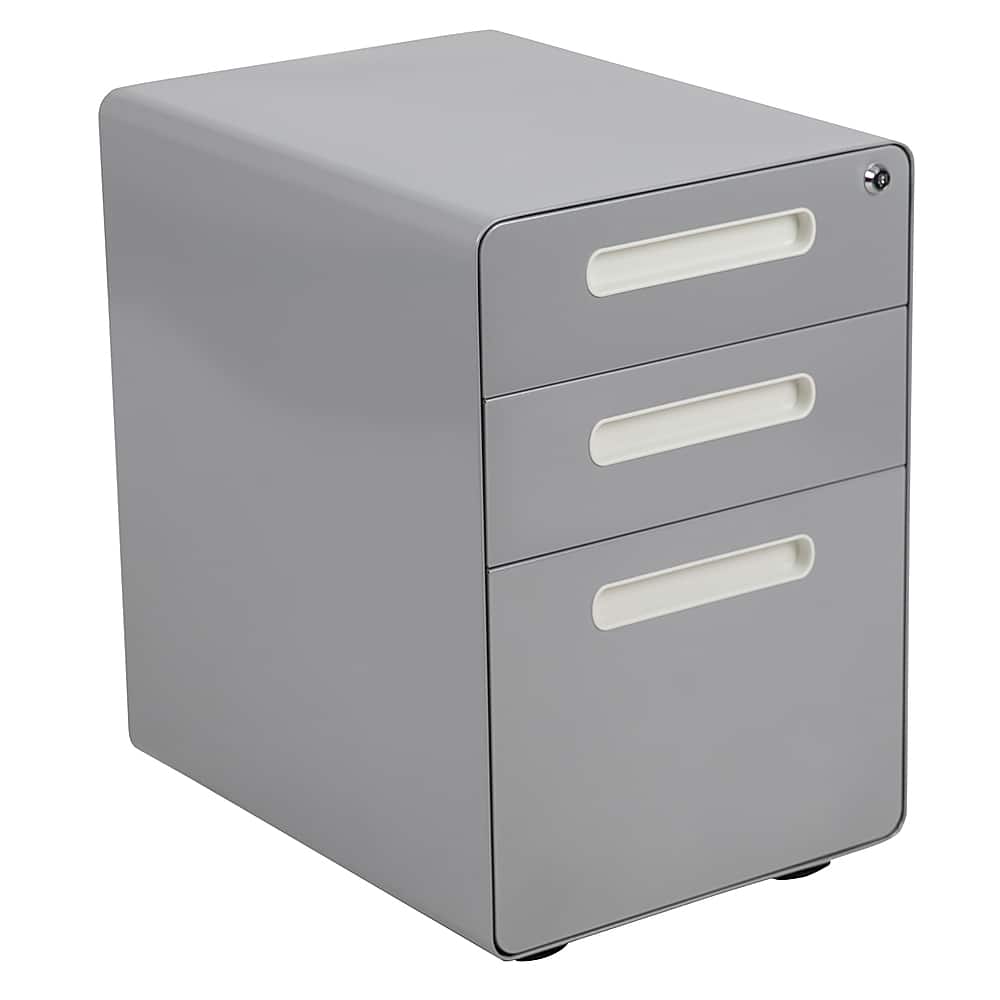 Alamont Home - Wren Modern Steel 3-Drawer Filing Cabinet - Gray - Front_Zoom