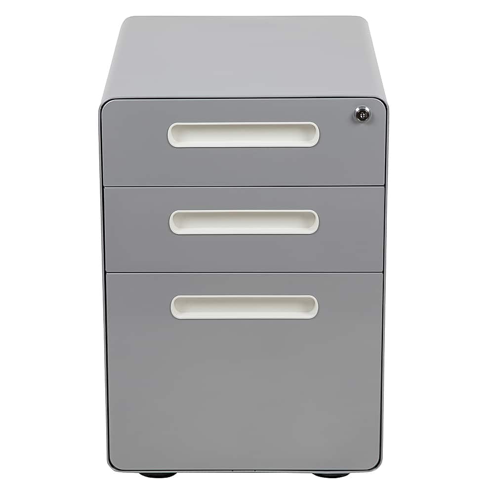 Alt View 11. Alamont Home - Wren Modern Steel 3-Drawer Filing Cabinet - Gray.