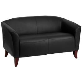Alamont Home - Hercules Imperial Contemporary 2-seat Leather/Faux Leather Reception Loveseat - Black