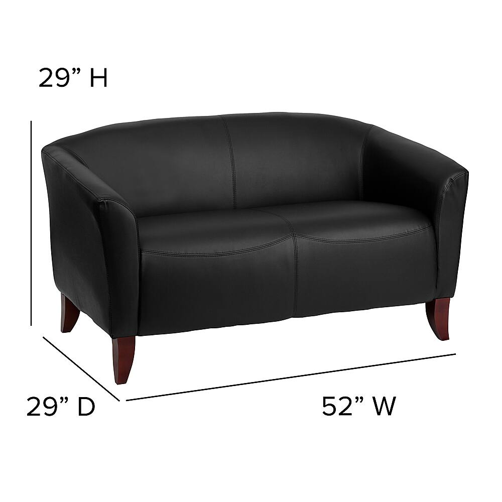 Alt View 2. Alamont Home - Hercules Imperial Contemporary 2-seat Leather/Faux Leather Reception Loveseat - Black.