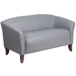 Flash Furniture - Hercules Imperial Contemporary 2-seat Leather/Faux Leather Reception Loveseat - Gray - Front_Zoom