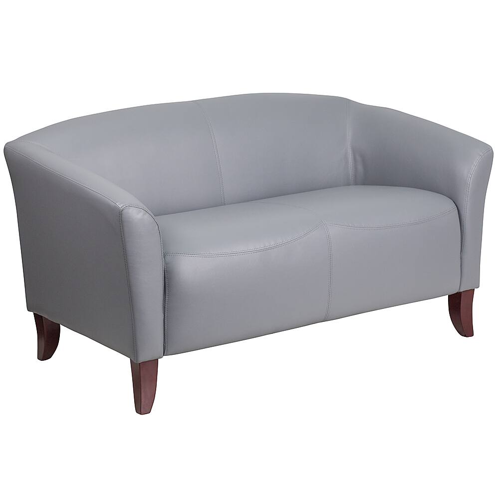 Front. Alamont Home - Hercules Imperial Contemporary 2-seat Leather/Faux Leather Reception Loveseat - Gray.