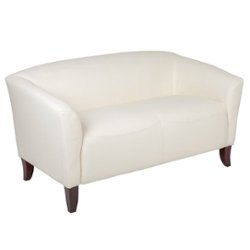 Flash Furniture - Hercules Imperial Contemporary 2-seat Leather/Faux Leather Reception Loveseat - Ivory - Front_Zoom
