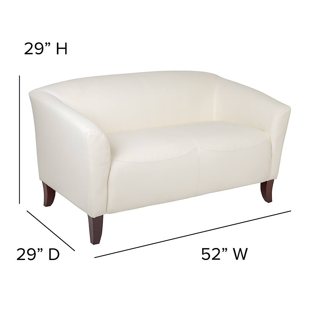 Alt View 3. Alamont Home - Hercules Imperial Contemporary 2-seat Leather/Faux Leather Reception Loveseat - Ivory.