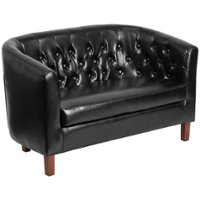 Flash Furniture - Hercules Colindale Traditional 2-seat Leather/Faux Leather Reception Loveseat - Black - Front_Zoom