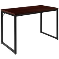 Alamont Home - Tiverton Collection Rectangle Industrial Laminate  Office Desk - Mahogany Top/Black Frame - Front_Zoom