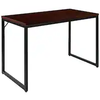 Alamont Home - Tiverton Collection Rectangle Industrial Laminate Office Desk - Mahogany Top/Black Frame - Front_Zoom