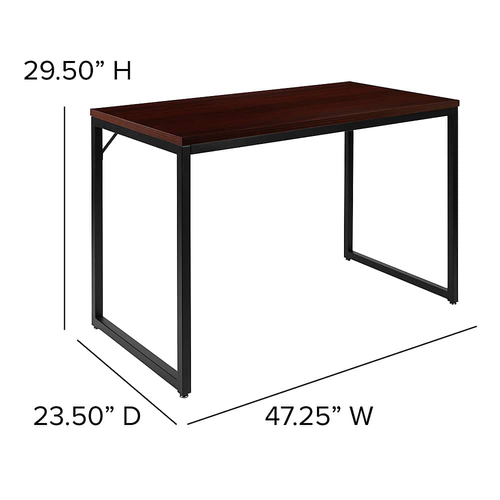Alt View 13. Alamont Home - Tiverton Collection Rectangle Industrial Laminate Office Desk - Mahogany Top/Black Frame.