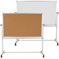 Flash Furniture - Hercules Reversible Mobile Cork/Marker Board - Natural/White - Front_Zoom