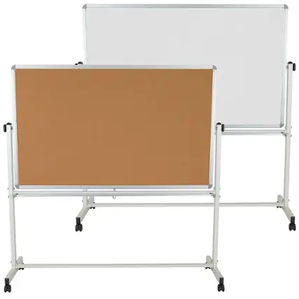 Front. Alamont Home - Hercules Reversible Mobile Cork/Marker Board - Natural/White.