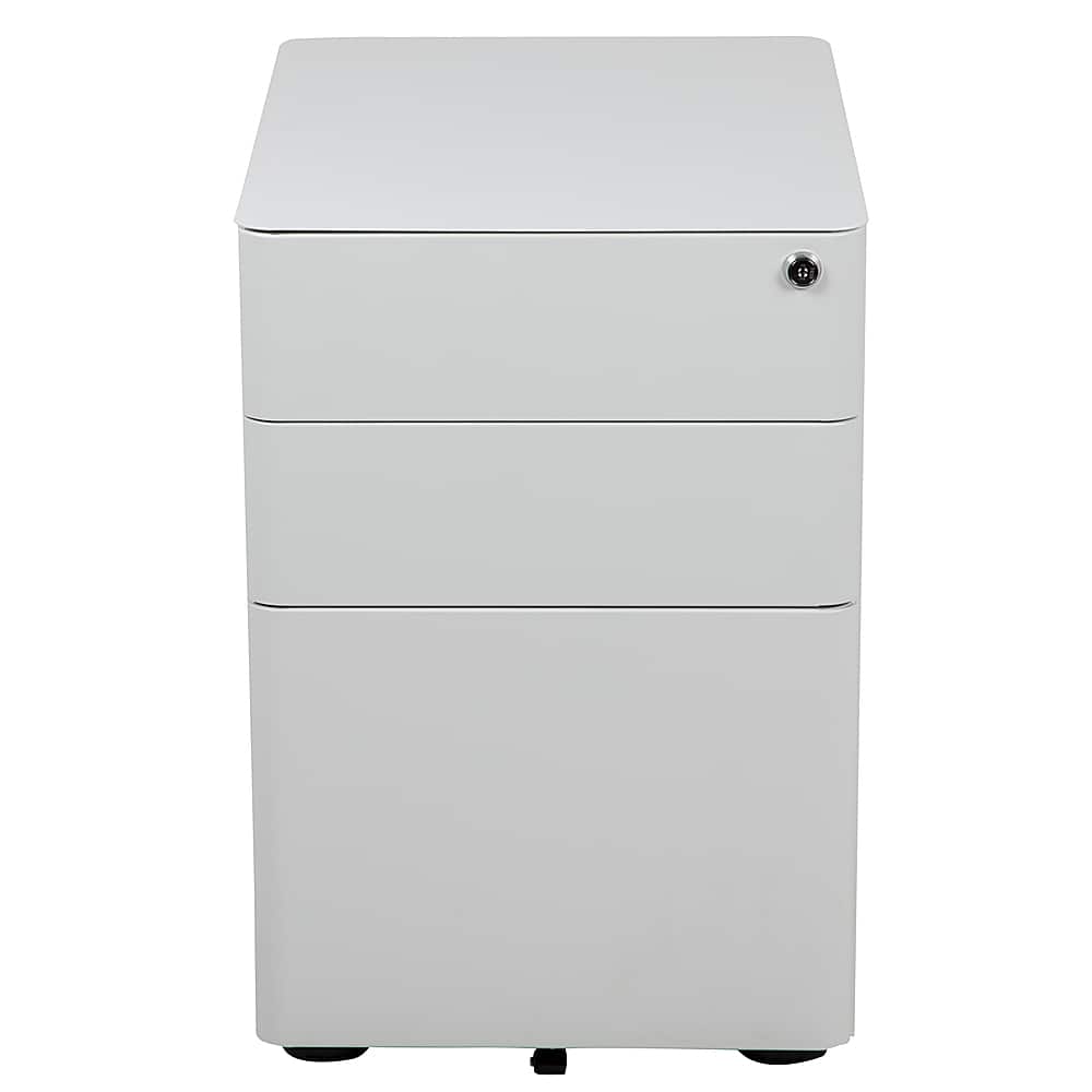Alt View 11. Alamont Home - Warner Modern Steel 3-Drawer Filing Cabinet - White.